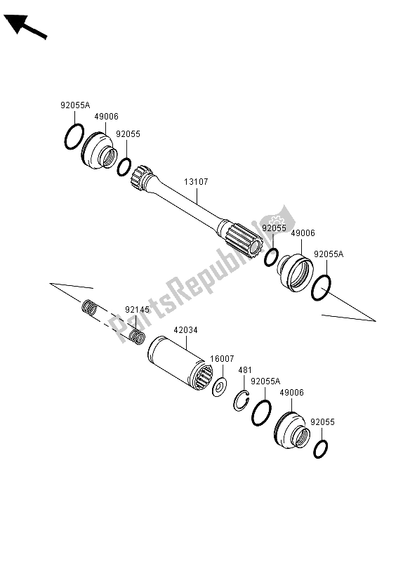 All parts for the Drive Shaft Propeller of the Kawasaki KVF 650 4X4 2012