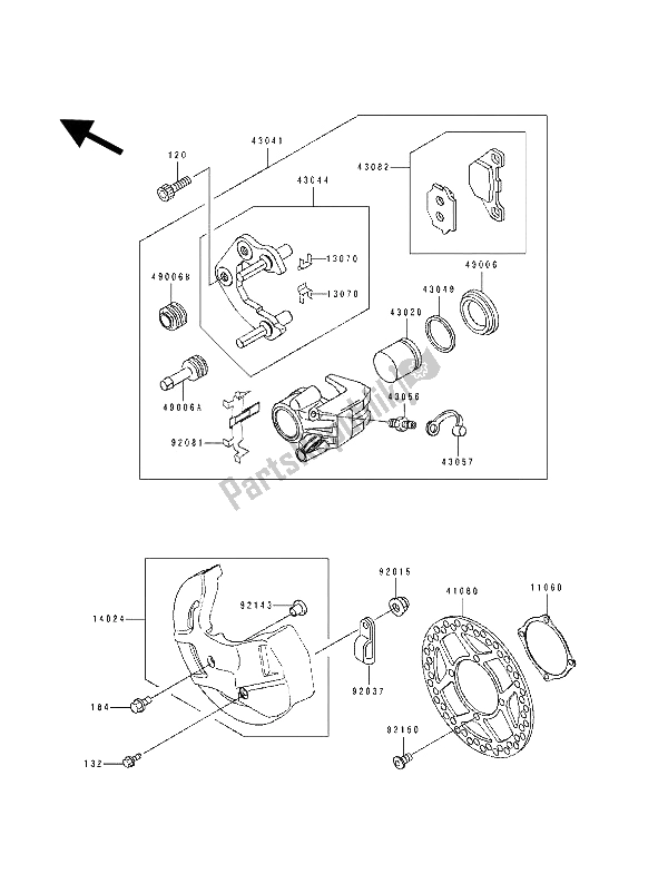 Toutes les pièces pour le étrier Avant du Kawasaki KDX 125 1992