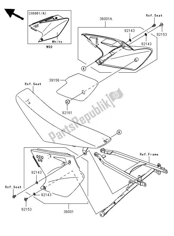 Toutes les pièces pour le Couvercles Latéraux du Kawasaki KX 250F 2007