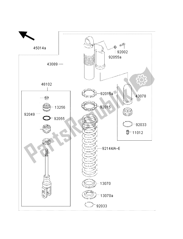 All parts for the Shock Absorber of the Kawasaki KX 500 2000