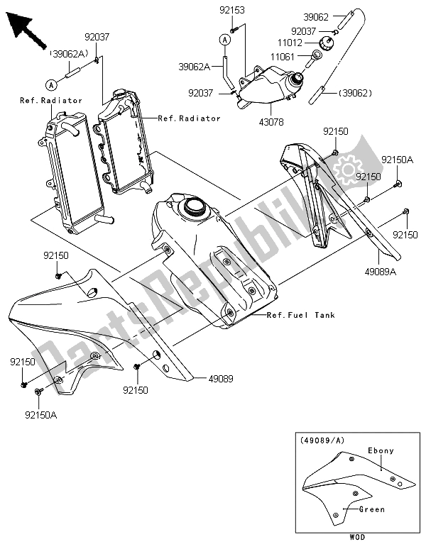 All parts for the Engine Shrouds of the Kawasaki KLX 450 2013