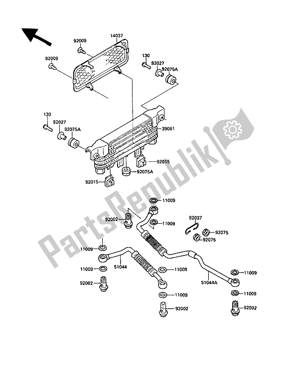 Todas las partes para Enfriador De Aceite de Kawasaki 1000 GTR 1991