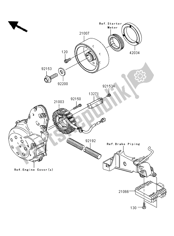 All parts for the Generator of the Kawasaki Versys ABS 650 2008