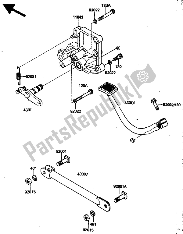 All parts for the Brake Pedal of the Kawasaki ZN 1300 1985