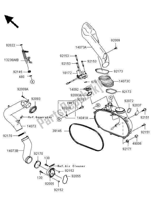 Tutte le parti per il Coperchio Del Convertitore del Kawasaki KVF 650 4X4 2013