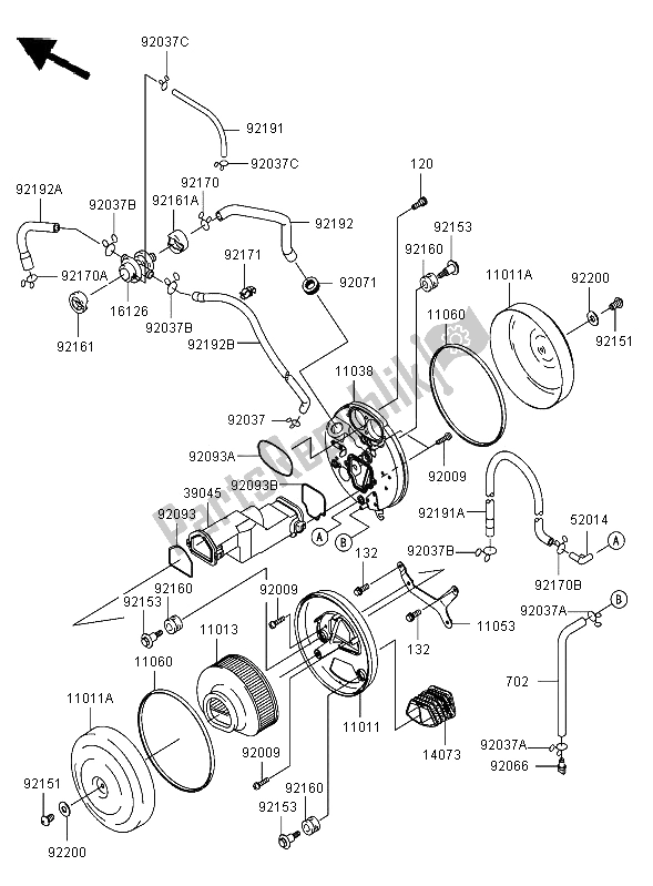 All parts for the Air Cleaner of the Kawasaki VN 1600 Classic 2006