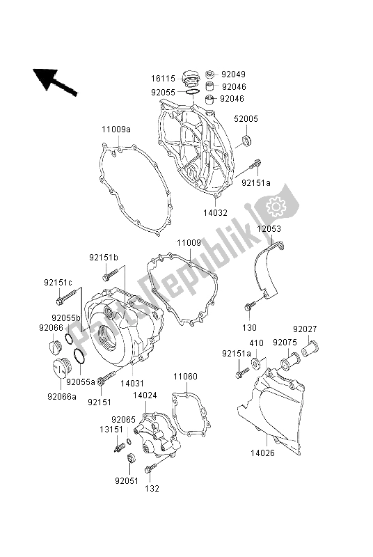 All parts for the Engine Cover of the Kawasaki ER 5 500 2001