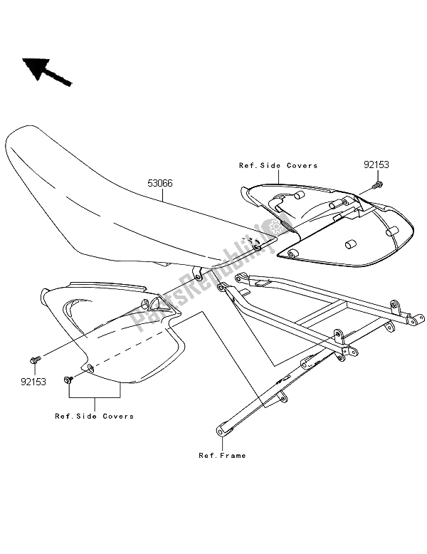 All parts for the Seat of the Kawasaki KX 125 2006