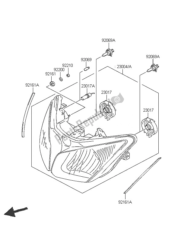 Tutte le parti per il Faro del Kawasaki KLV 1000 2005