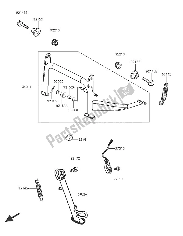 All parts for the Stand(s) of the Kawasaki J 125 2016