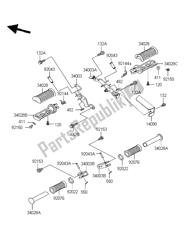 Todas as partes de Apoios Para Os Pés do Kawasaki Eliminator 125 2004