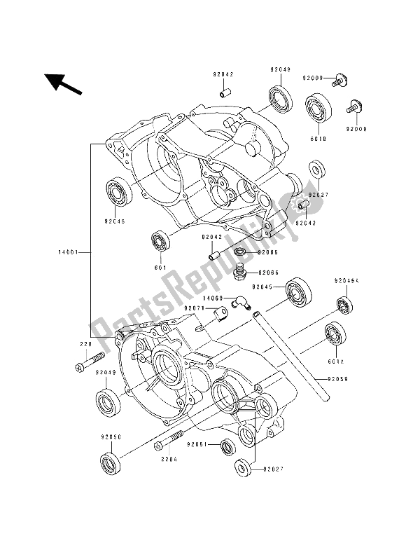 Tutte le parti per il Carter del Kawasaki KX 60 1993