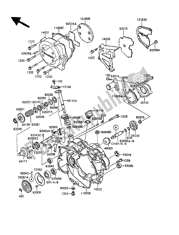 All parts for the Engine Cover(s) of the Kawasaki KMX 125 1987