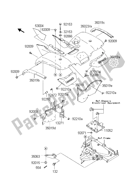 All parts for the Rear Fender of the Kawasaki KVF 650 4X4 2003