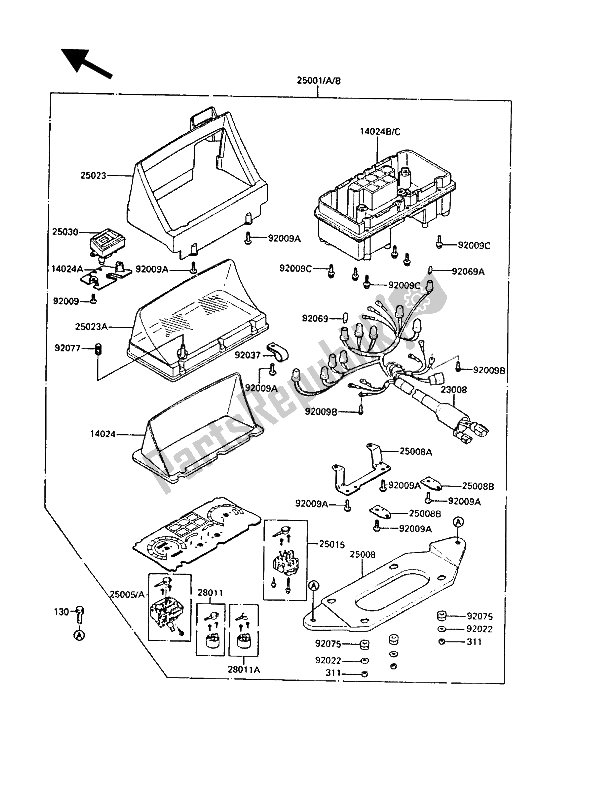 All parts for the Meter(s) of the Kawasaki 1000 GTR 1986