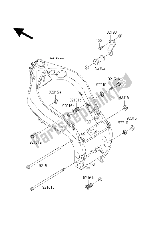 All parts for the Frame Fittings of the Kawasaki Ninja ZX 9R 900 2001