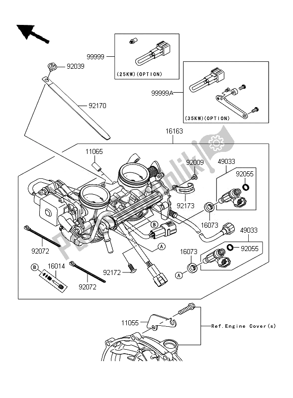 All parts for the Throttle of the Kawasaki ER 6F 650 2011