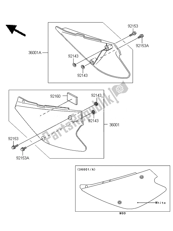 All parts for the Side Covers of the Kawasaki KX 85 SW LW 2010