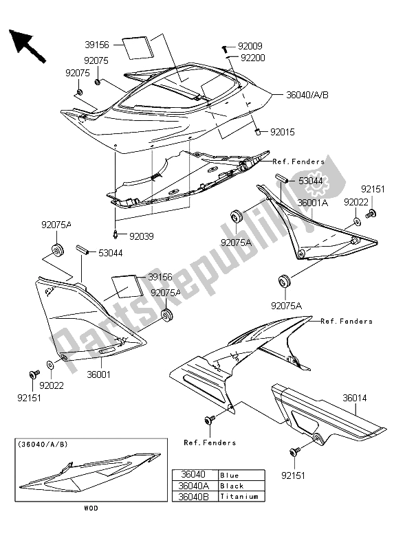 Todas las partes para Cubiertas Laterales Y Cubierta De Cadena de Kawasaki Z 1000 2006