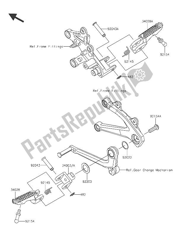 Tutte le parti per il Poggiapiedi del Kawasaki Ninja H2 1000 2016