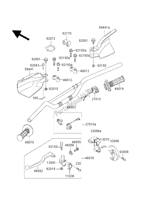 Alle onderdelen voor de Stuur van de Kawasaki KLX 300R 2003
