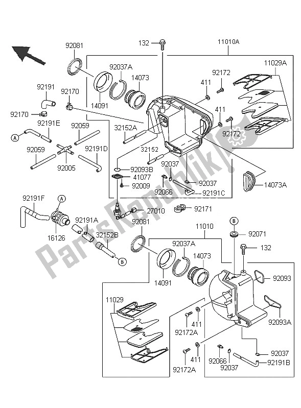 All parts for the Air Cleaner of the Kawasaki W 650 2005