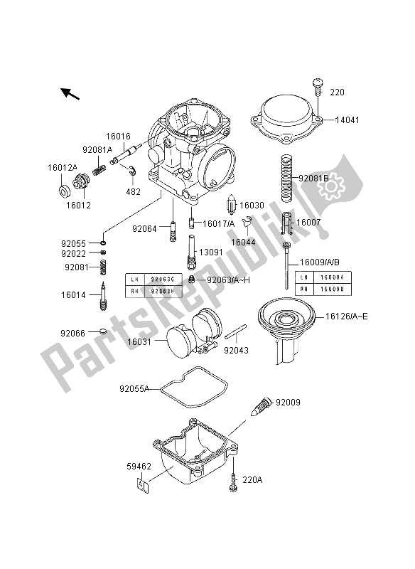 All parts for the Carburetor Parts of the Kawasaki EN 500 1995