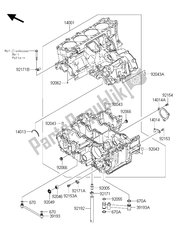 All parts for the Crankcase of the Kawasaki 1400 GTR ABS 2016