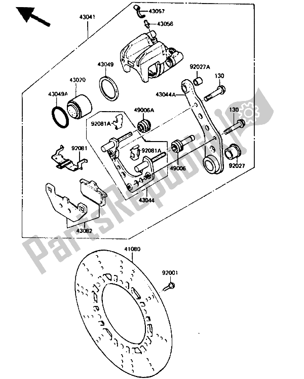 Todas las partes para Pinza Trasera de Kawasaki GPZ 750 1987