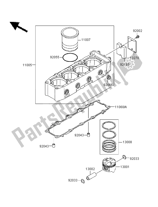 Tutte le parti per il Cilindro E Pistone del Kawasaki Ninja ZX 9R 900 1996