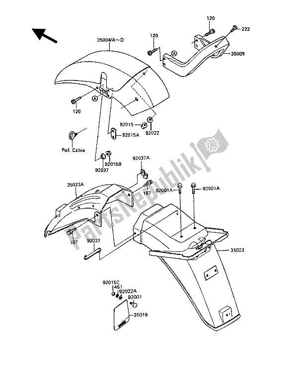 Tutte le parti per il Parabordi del Kawasaki GPZ 900R 1986