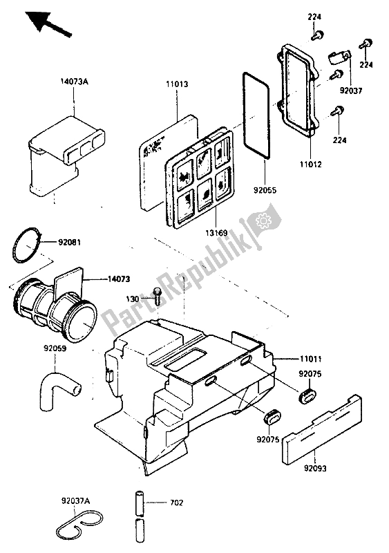 Tutte le parti per il Filtro Dell'aria del Kawasaki KLR 250 1985