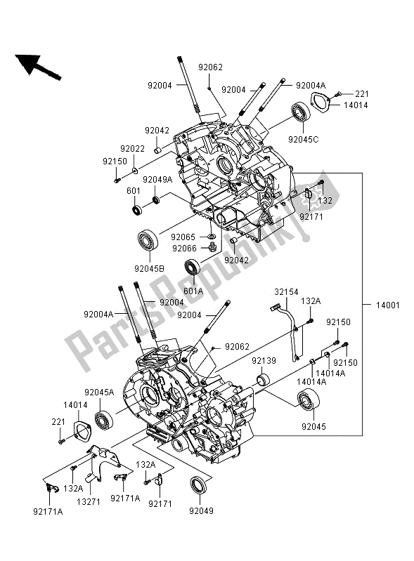 All parts for the Crankcase of the Kawasaki VN 900 Classic 2007