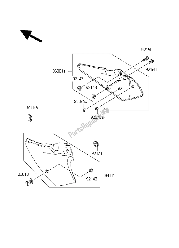 Toutes les pièces pour le Couvercles Latéraux Et Couvre Chaîne du Kawasaki KDX 200 1999