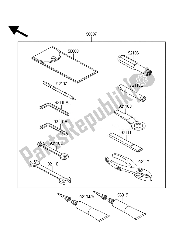 Alle onderdelen voor de Eigenaars Tools van de Kawasaki ZZR 1400 ABS 2010