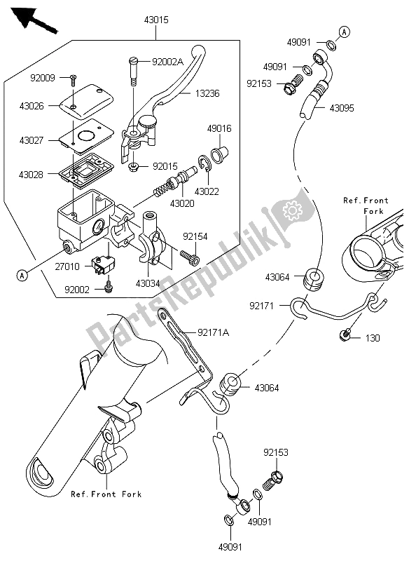 All parts for the Front Master Cylinder of the Kawasaki VN 900 Custom 2012