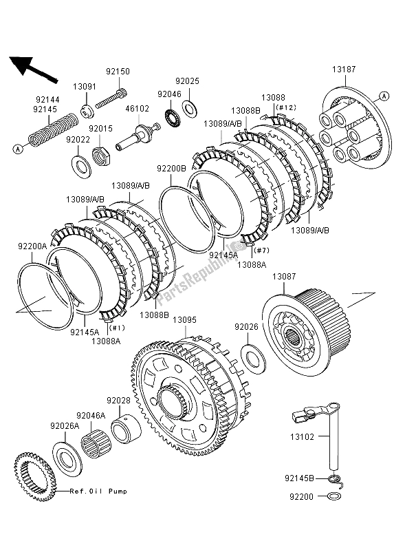 Tutte le parti per il Frizione del Kawasaki Ninja ZX 12R 1200 2003