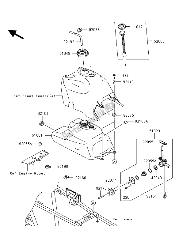 Tutte le parti per il Serbatoio Di Carburante del Kawasaki KVF 360 4X4 2008