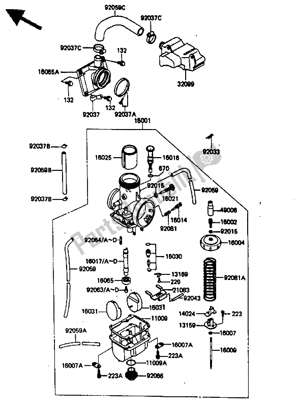 Toutes les pièces pour le Carburateur du Kawasaki KX 500 1985