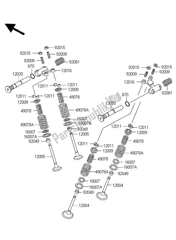 All parts for the Valve of the Kawasaki ER 5 500 2004