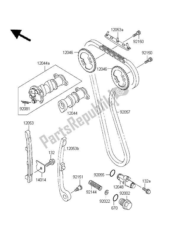 Alle onderdelen voor de Nokkenas En Spanner van de Kawasaki D Tracker 125 1999