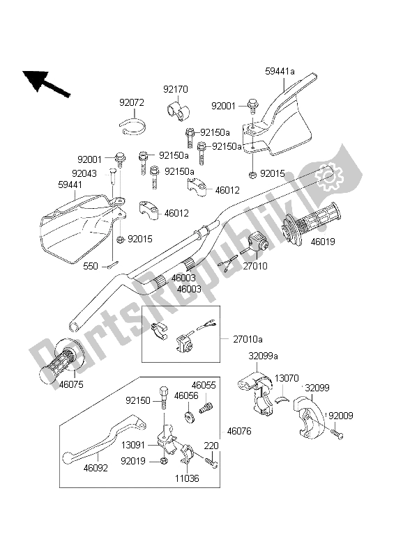 Tutte le parti per il Manubrio del Kawasaki KLX 300R 1999