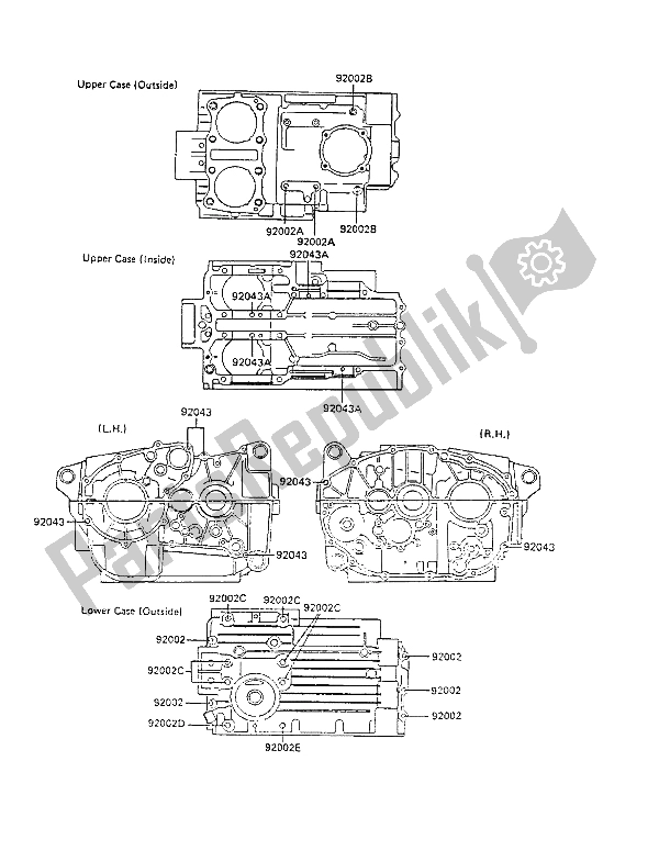 Tutte le parti per il Modello Del Bullone Del Basamento del Kawasaki GPZ 305 Belt Drive 1986