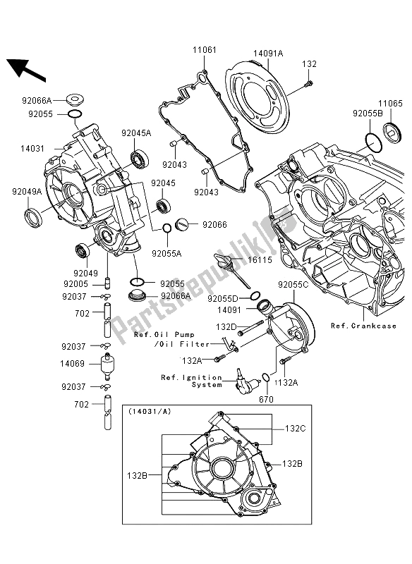 Tutte le parti per il Coperchio (i) Del Motore del Kawasaki KVF 650 4X4 2006