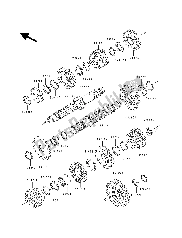 Tutte le parti per il Trasmissione del Kawasaki KLX 250 1993