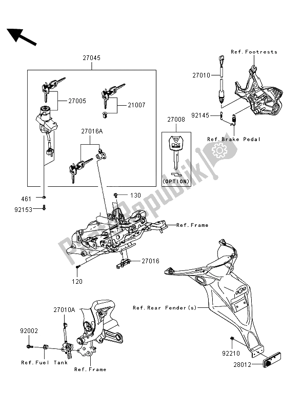 All parts for the Ignition Switch of the Kawasaki Versys 650 2008