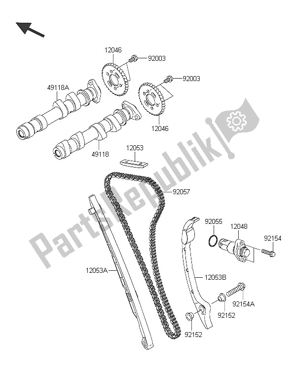 Todas las partes para árbol De Levas Y Tensor de Kawasaki ER 6F ABS 650 2016