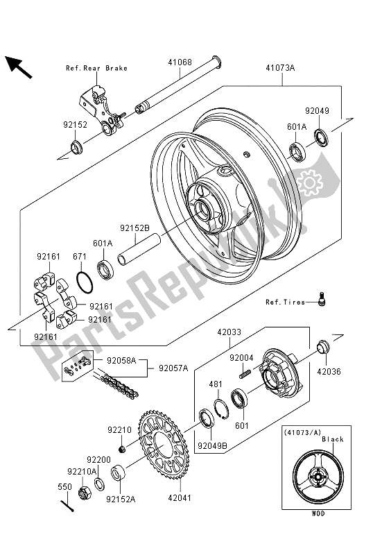 All parts for the Rear Hub of the Kawasaki Ninja ZX 10R 1000 2013