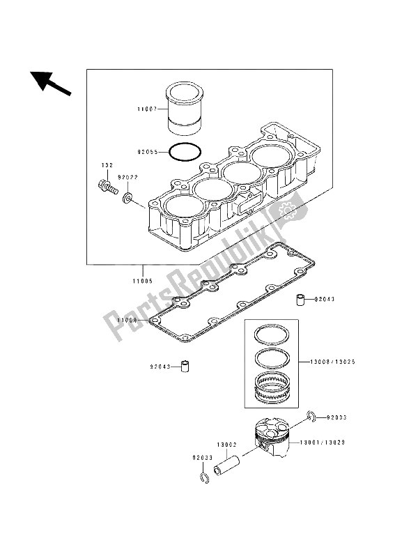 All parts for the Cylinder & Piston of the Kawasaki ZXR 400 1991