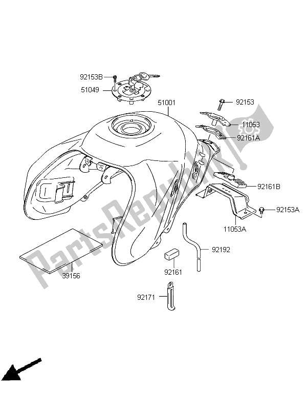 Wszystkie części do Zbiornik Paliwa Kawasaki KLV 1000 2004